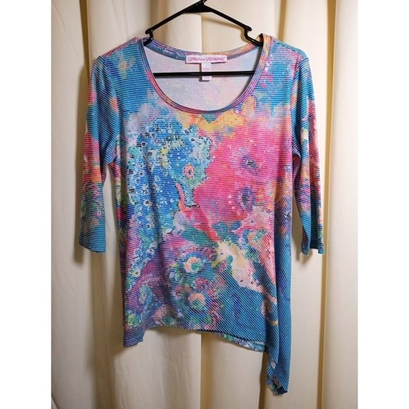 Leoma Lovegrove Size Small‎ Seahorse Print Asymmetrical Tunic Top - Picture 1 of 5